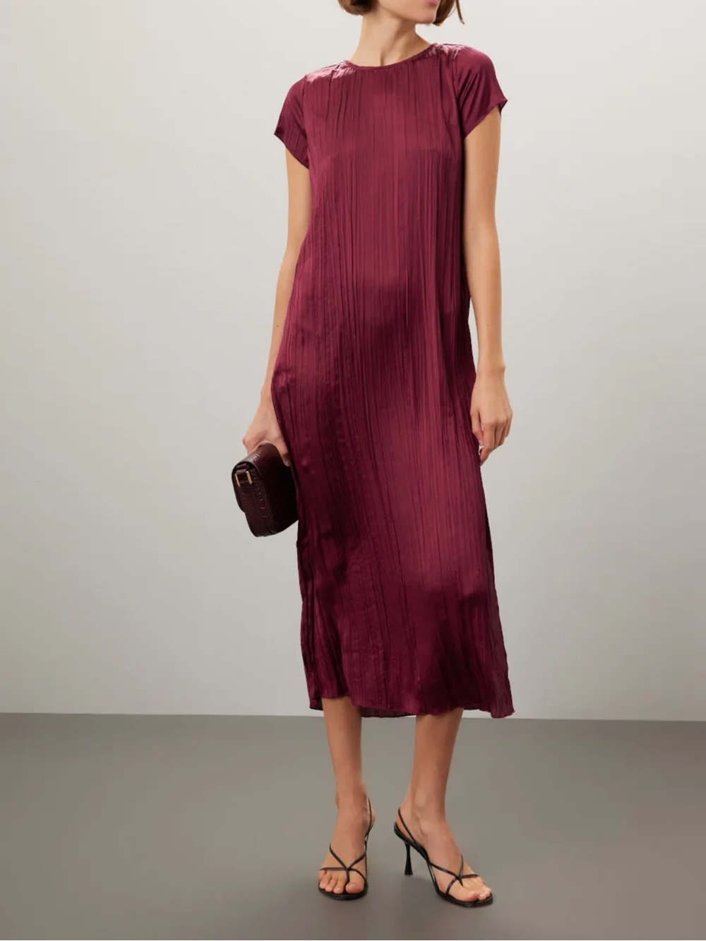 NWT Madewell Short-Sleeve Slip Midi Dress in Plissé $128 original retail